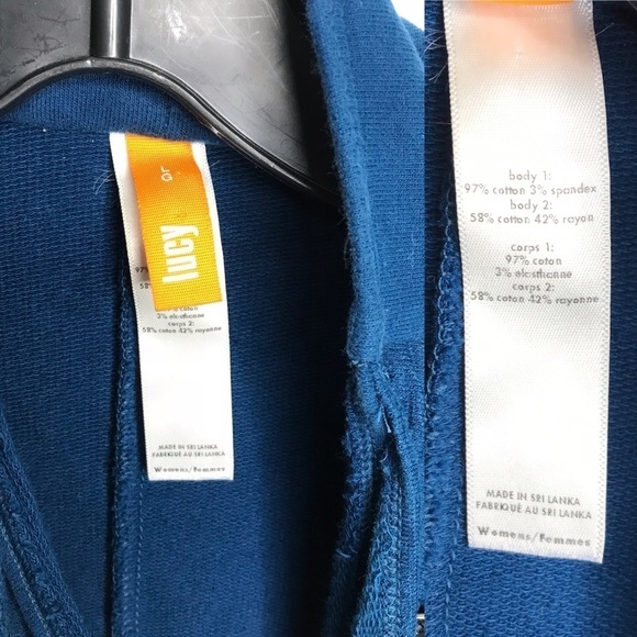 LUCY Blue Knit Double Breasted Sweater Jacket Military Style SIZE LARGE - Picture 14 of 15